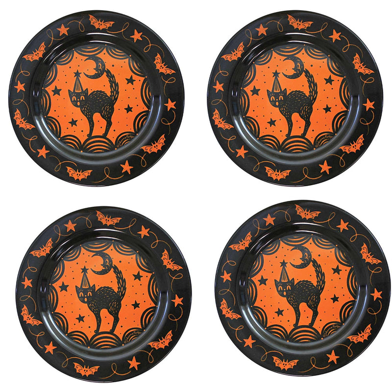Tabletop Halloween Scaredy Cat Plates Melamine Johanna Parker Set/4 Jp1039 (56798)