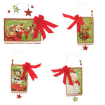 Holiday Ornament Retro Chirstmas Postcard Set/4 Santa Reindeer Stars Tl7827 (56812)
