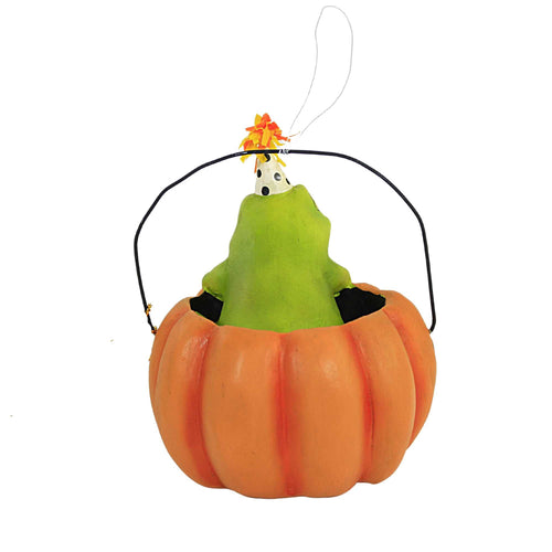 Holiday Ornament Party Frog In Pumpkin - - SBKGifts.com