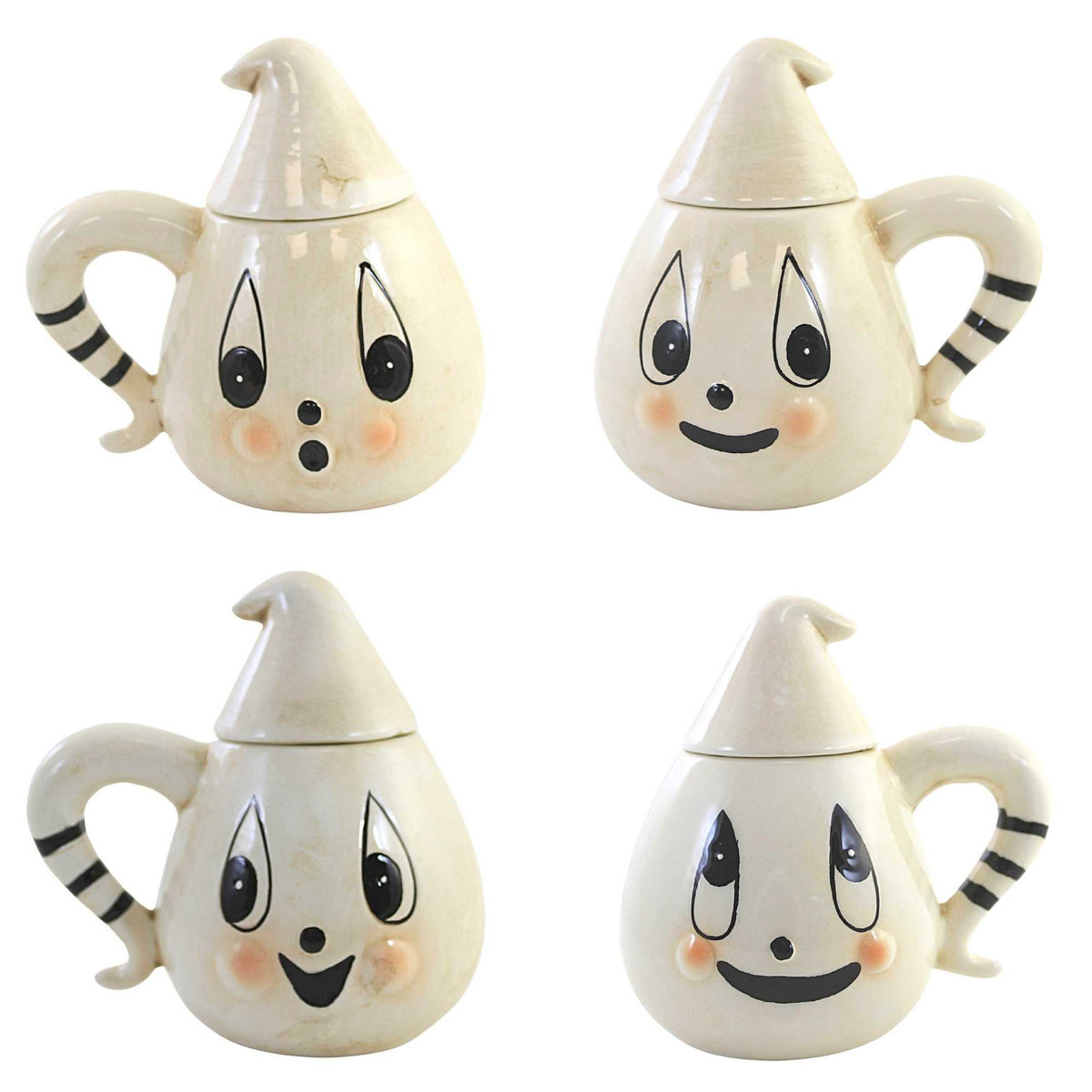 (56871) Ghost Teacups W/Lids