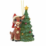 Jim Shore Rudolph Next To Christmas Tree Ornament Lighted Nose 6010720 (56878)
