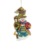 Huras 24 K Gold Snowman With Lantern Glass Ornament Christmas Candle Lhf658 (56930)