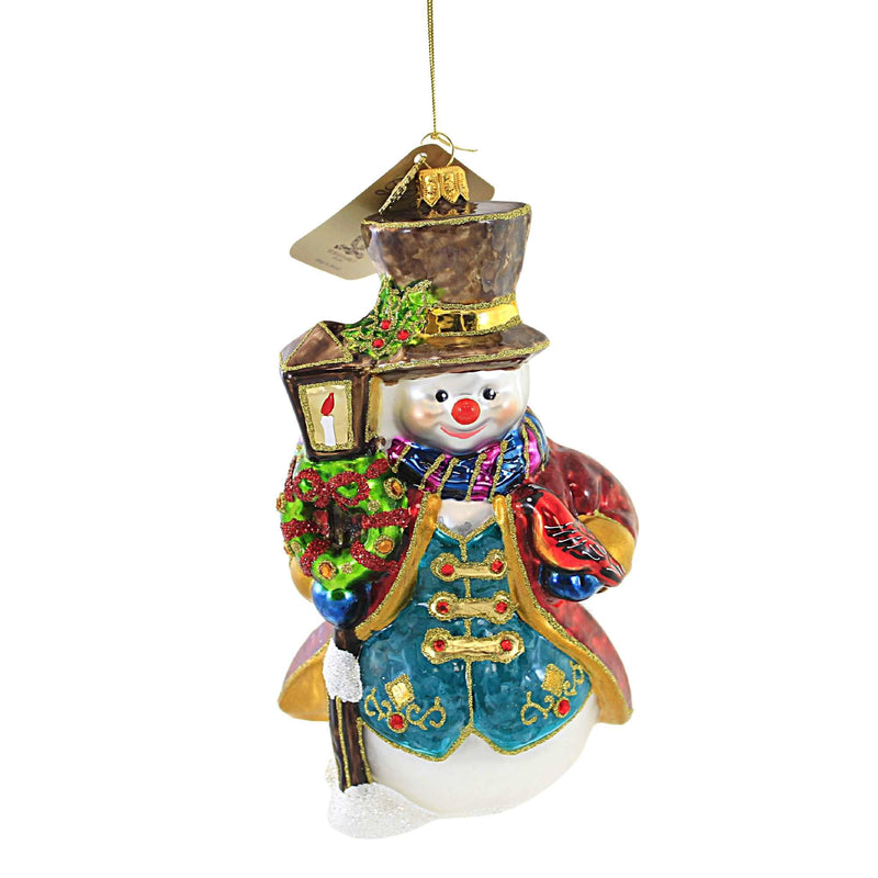 Huras 24 K Gold Snowman With Lantern Glass Ornament Christmas Candle Lhf658 (56930)