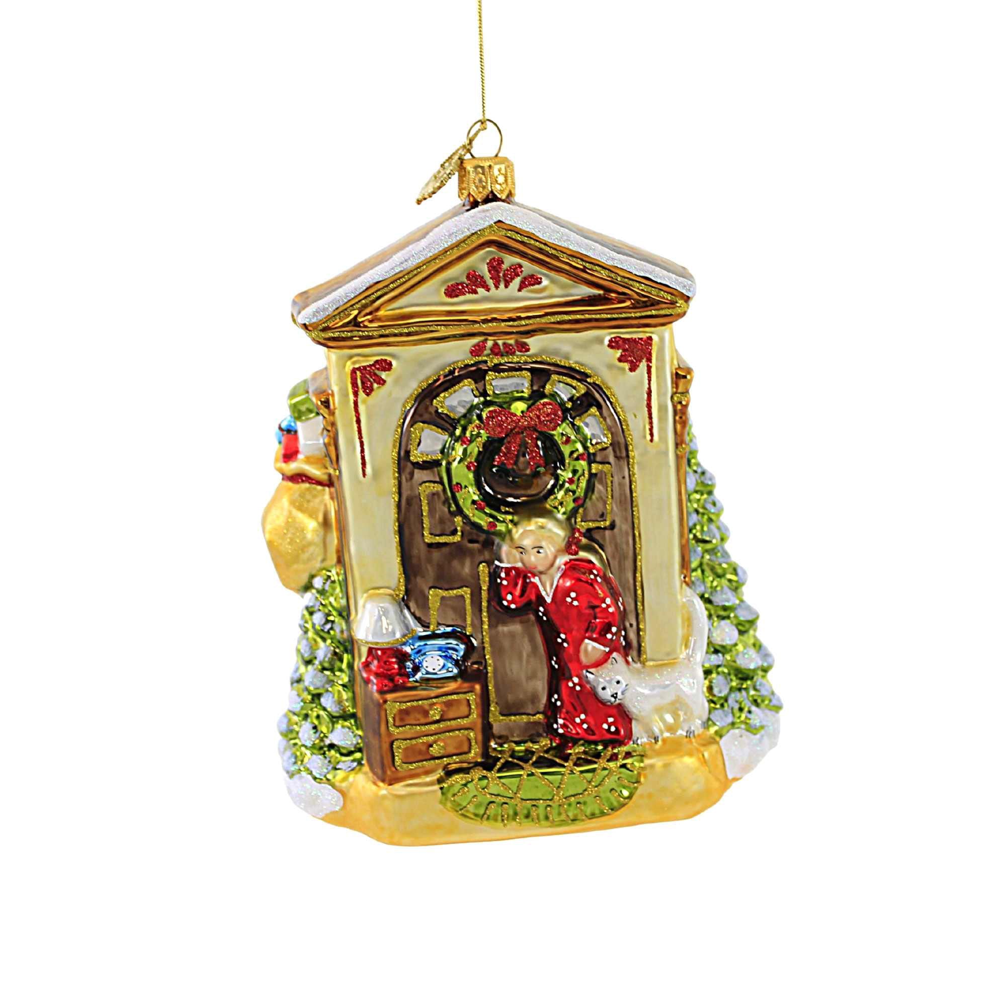 Huras Santa's Here Knock Knock Glass Ornament Hearth Front Door
