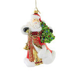 Huras Ringing In Christmas Glass Ornament Santa Christmas Tree Hf846 (56946)