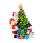 Huras Traditions Of Christmas Glass Ornament Tree Santa Snowman Hf928 (56952)