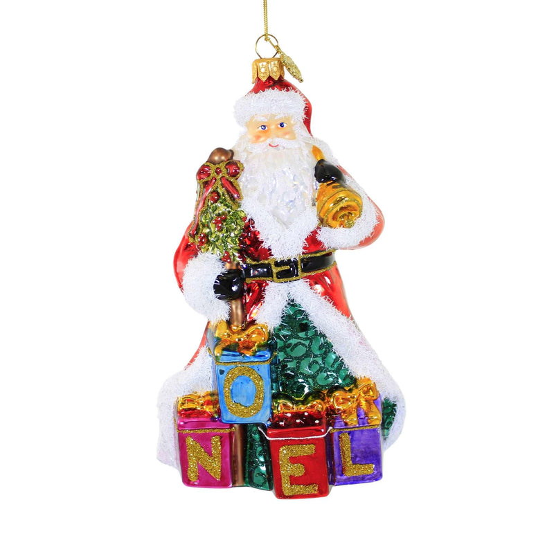 Huras Noel Santa Glass Ornament Block Bell Tree Hf721 (56972)