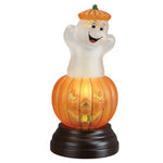 Old World Christmas Ghost Pumpkin Light Glass Jack O Lantern Ghost 52502 (57052)