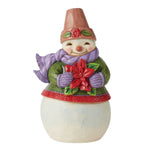 Jim Shore Merry Little Christmas Polyresin Pint Size Snowman Poinsettia 6011482 (57090)