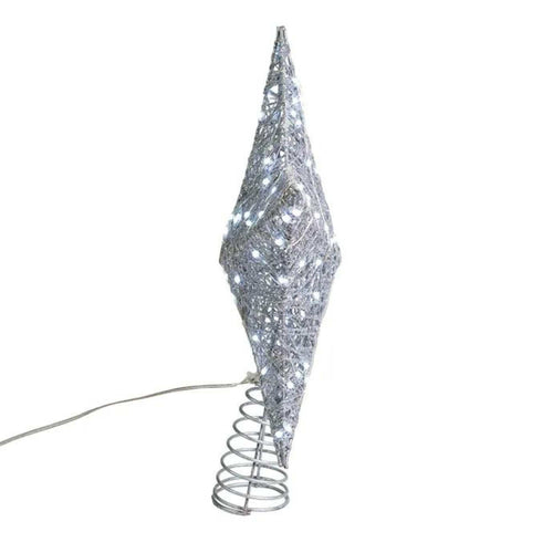 Tree Topper Finial Silver Star Led Tree Topper - - SBKGifts.com