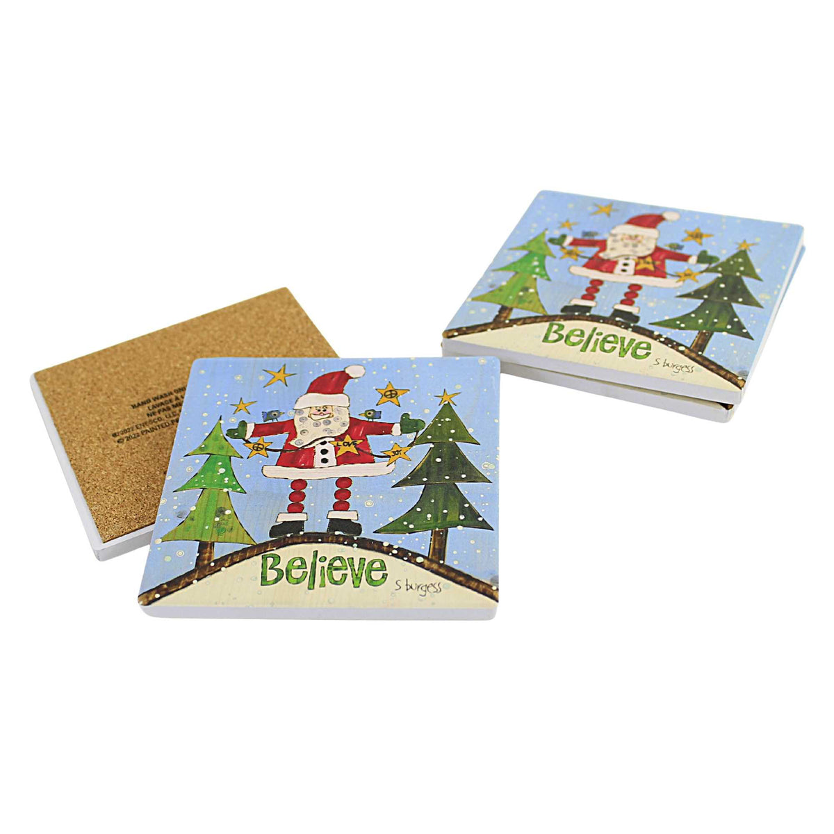 Tabletop Santa Coasters Set/4 - - SBKGifts.com