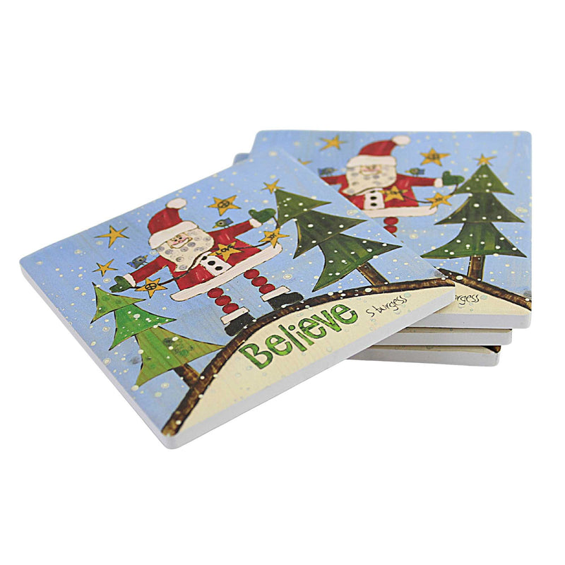Tabletop Santa Coasters Set/4 - - SBKGifts.com