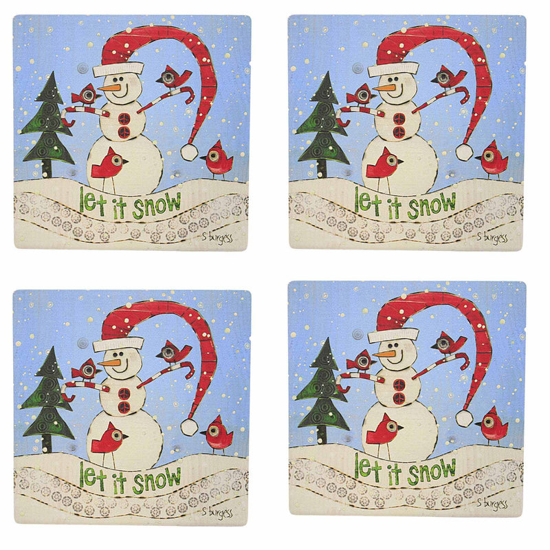 Tabletop Snowman Coasters Set/4 Stoneware Izzy & Oliver 6011370 (57116)