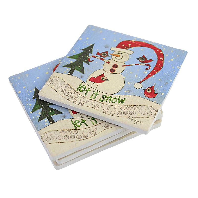 Tabletop Snowman Coasters Set/4 - - SBKGifts.com