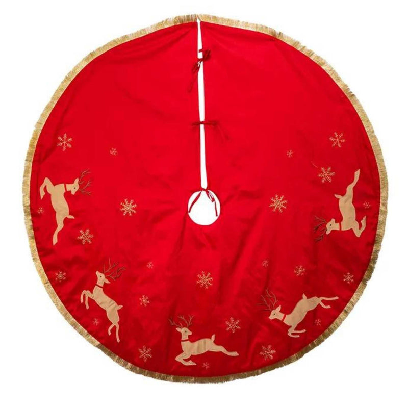 Christmas Reindeer Tree Skirt Fabric Showflakes Antlers Ts0252 (57165)