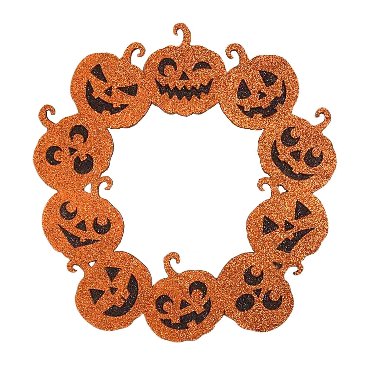 (57168) Jack-O-Lantern Glitter Wreath