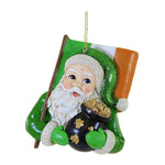 Holiday Ornament Irish Santa With Flag Polyresin Pot Of Gold Christmas E0675 (57169)