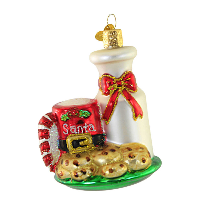 Old World Christmas Santa's Milk & Cookies Glass Ornament Chocolate Chip 32538 (57184)