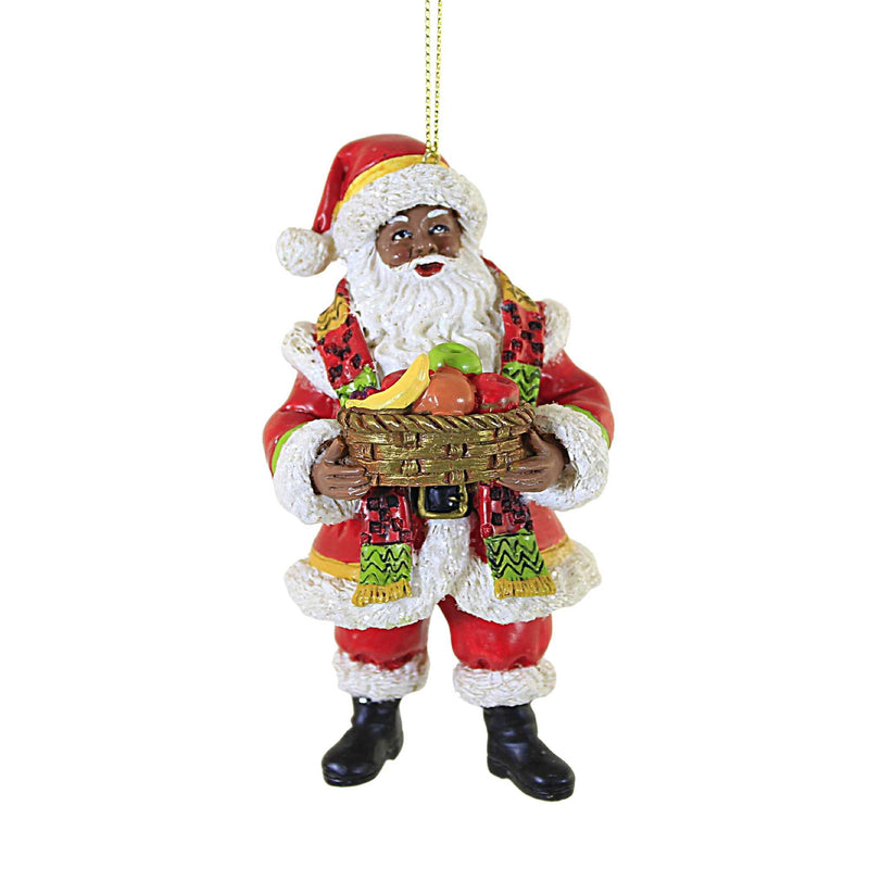 Kwanza Santa - One Ornament 4.75 Inch, Polyresin - Christmas Fruit Feast E0739 (57231)