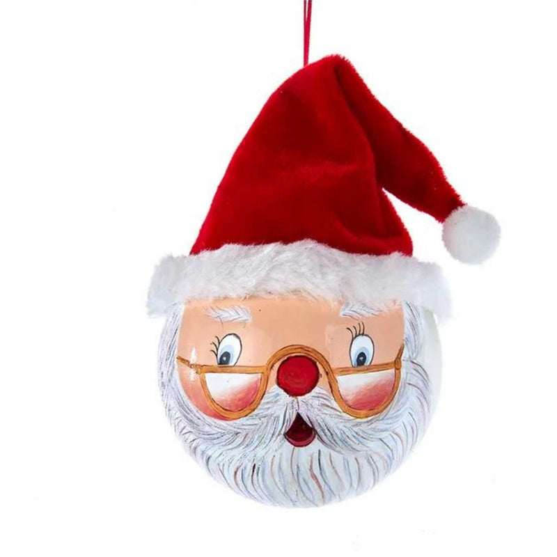 Holiday Ornament Santa Face Ball Ornament Glass Christmas Claus Painted D4170 (57312)