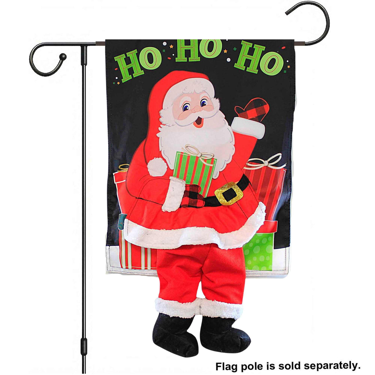 Evergreen Jolly Santa Garden Kickin' Flag - - SBKGifts.com