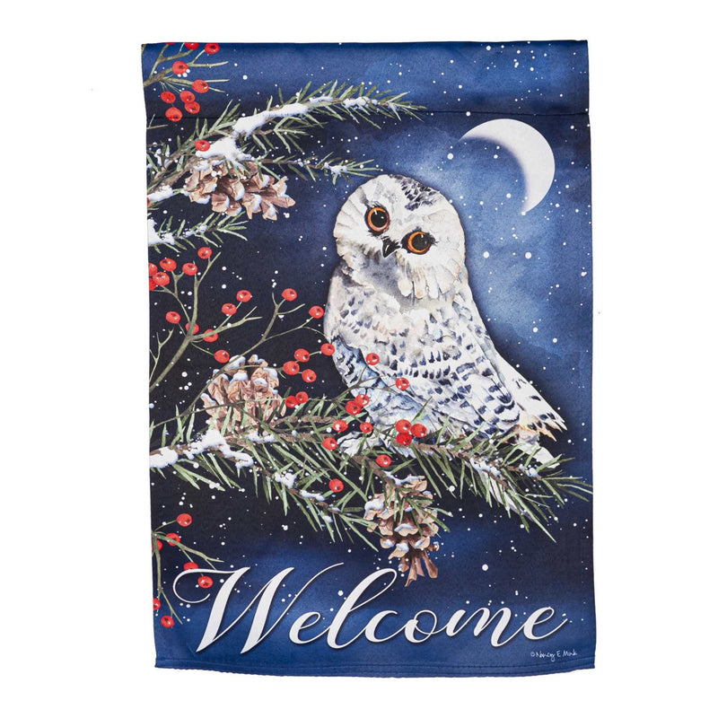 Home & Garden Winter Owl Suede Garden Flag Berries Pinecone Christmas 14S10534 (57389)