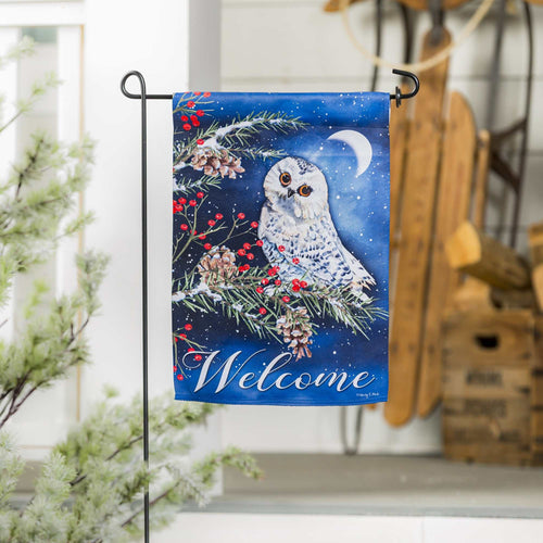 Home & Garden Winter Owl Suede Garden Flag - - SBKGifts.com