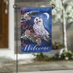Home & Garden Winter Owl Suede Garden Flag - - SBKGifts.com