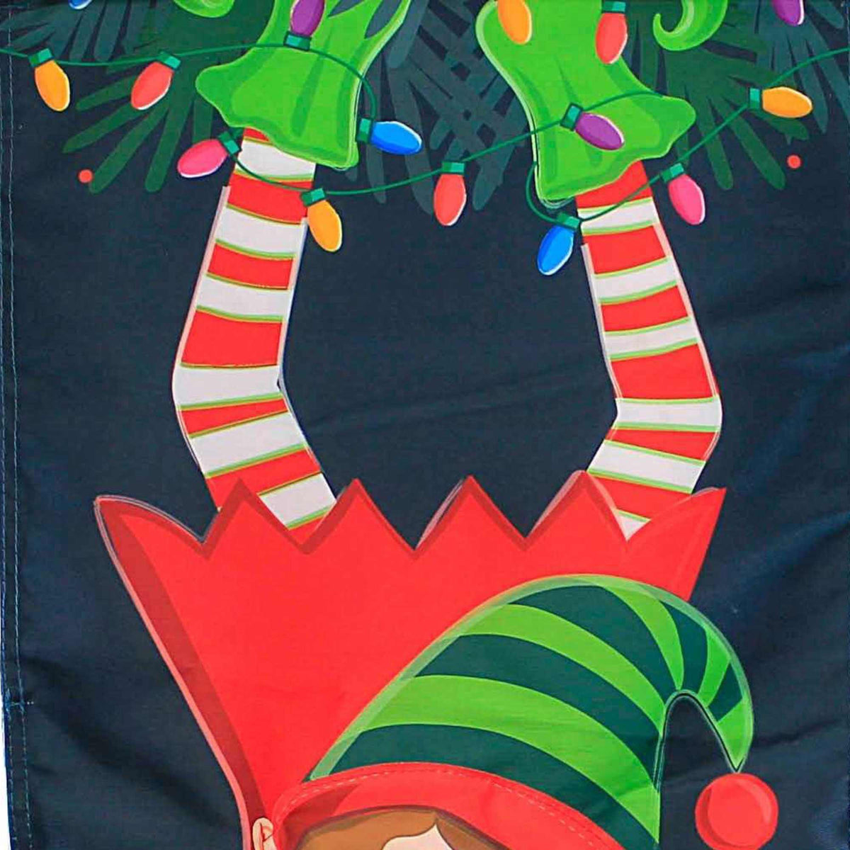 Evergreen Elf Kicking Garden Flag - - SBKGifts.com