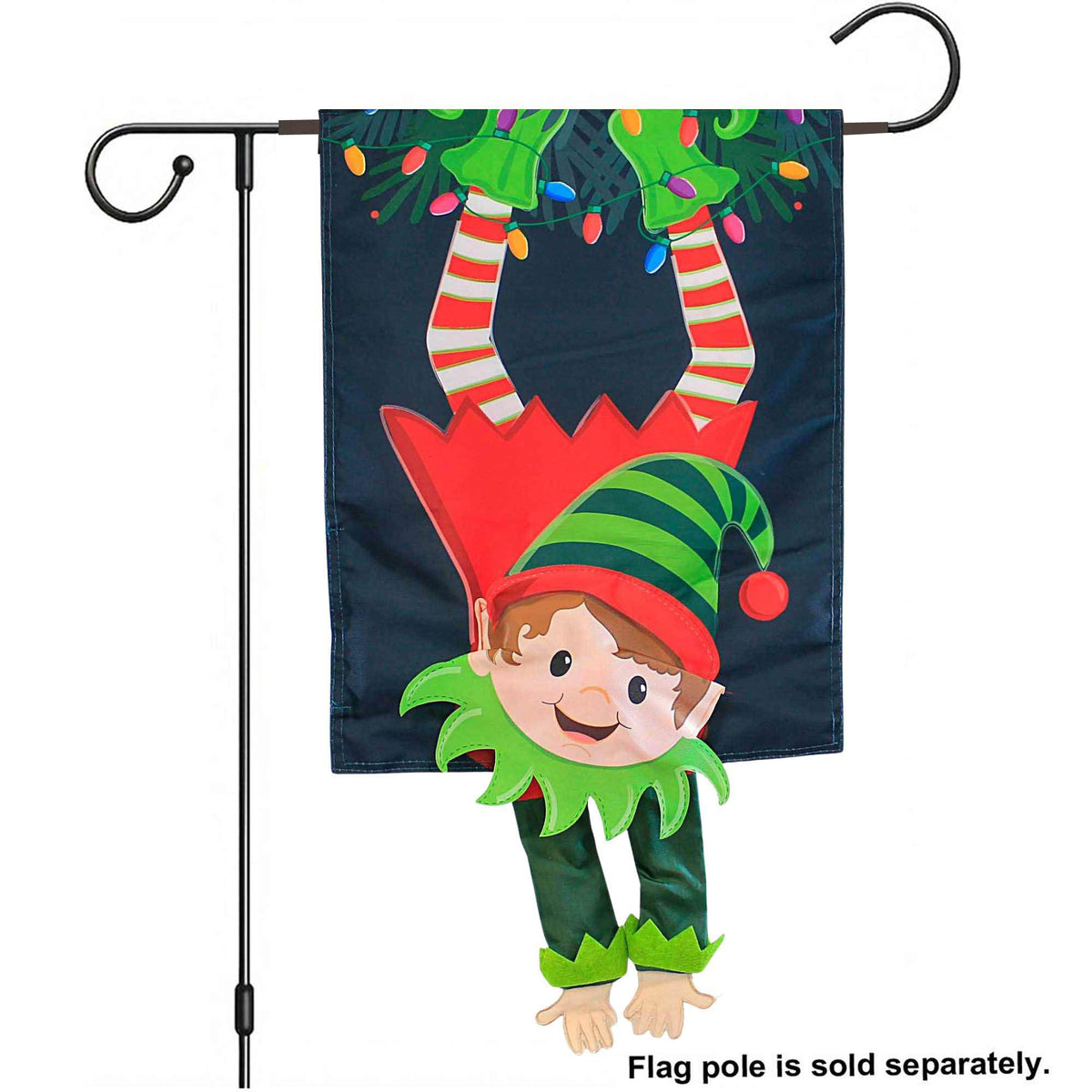 Evergreen Elf Kicking Garden Flag - - SBKGifts.com