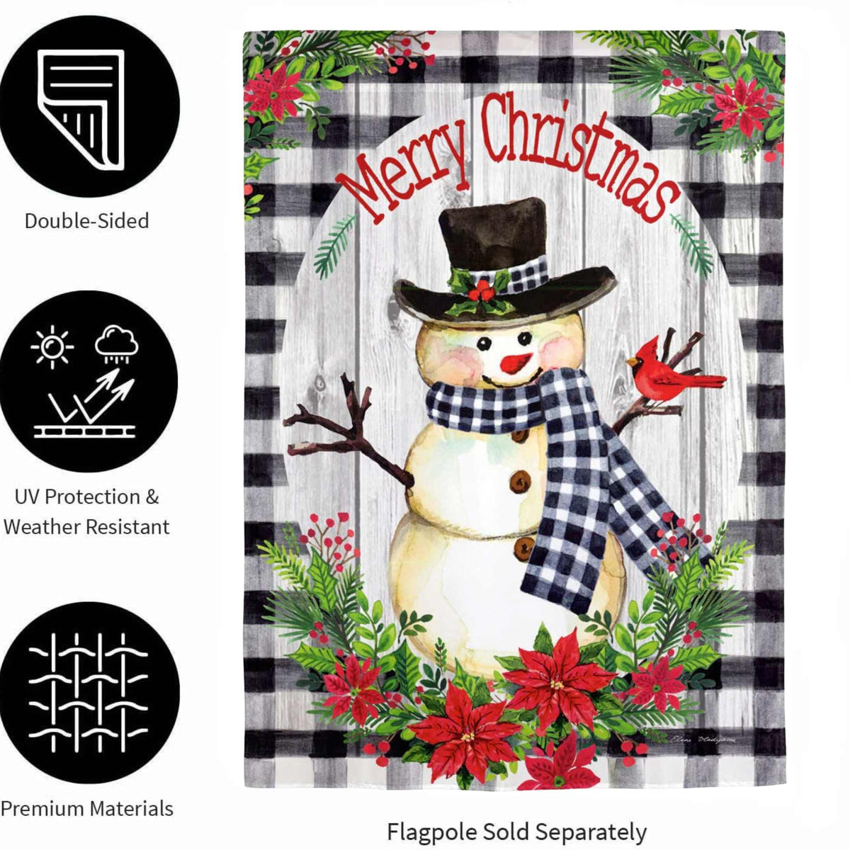 Evergreen Country Plaid Snowman Garden Flag - - SBKGifts.com