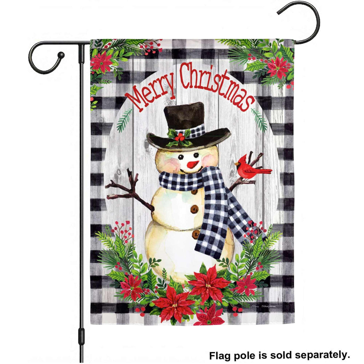 Evergreen Country Plaid Snowman Garden Flag - - SBKGifts.com