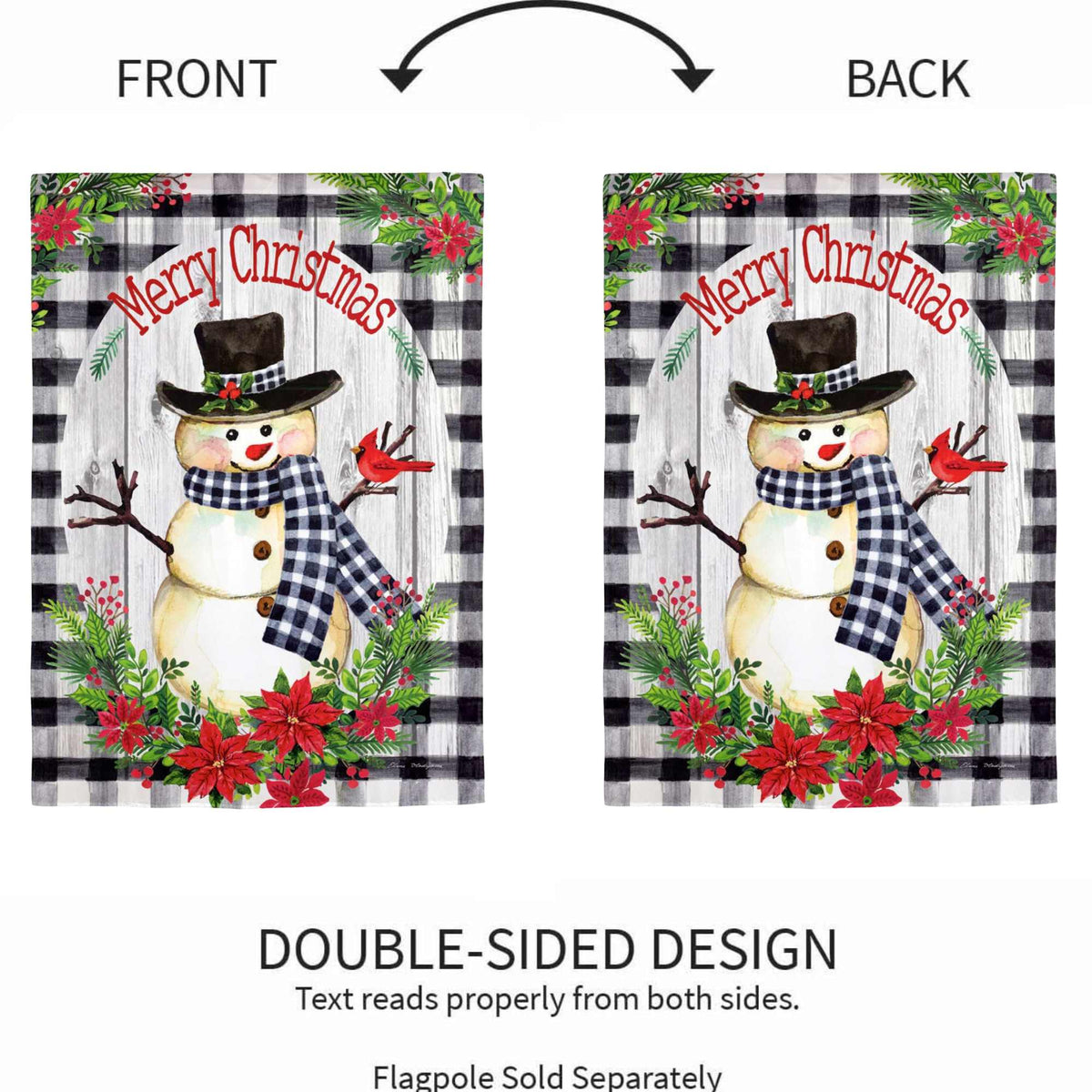 Evergreen Country Plaid Snowman Garden Flag - - SBKGifts.com