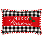 Evergreen Merry Christmas Plaid Pillow - One Pillow 10 Inch, Polyester - Lumbar Buffalo Plaid 4P303263 (57403)