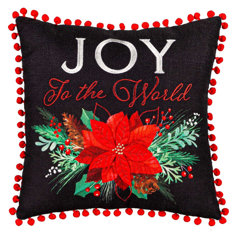 Evergreen Joy Square Pillow - One Pillow 14 Inch, Polypropylene - Poinsettia 4P414006 (57404)
