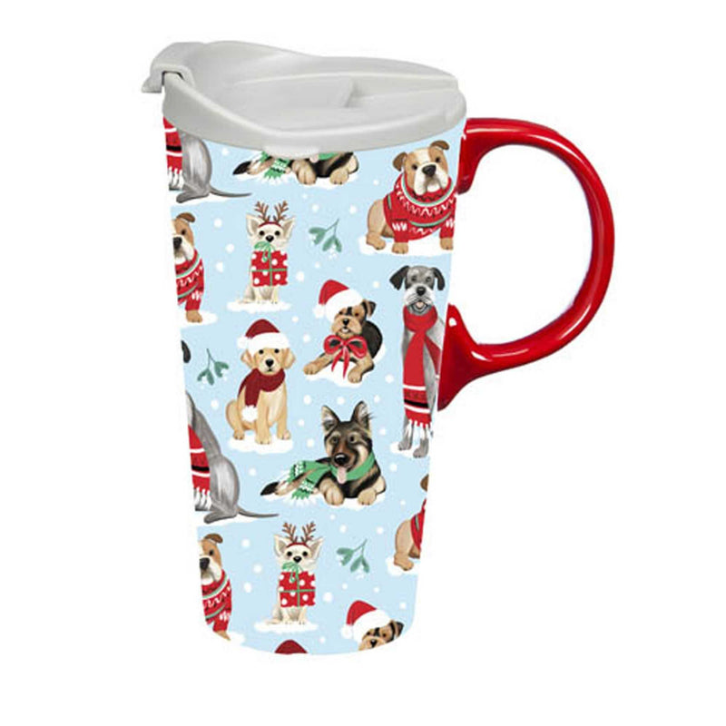 Tabletop Winter Dogs  Travel Mug Ceramic Beverage Holder Cup 3Ctc049606 (57406)
