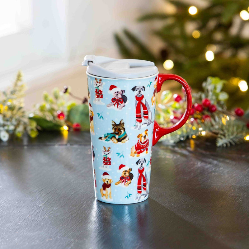 Tabletop Winter Dogs  Travel Mug - - SBKGifts.com