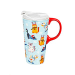 Tabletop Meowy Christmas Travel Mug Ceramic Beverage Holder Kittens 3Ctc049605 (57409)
