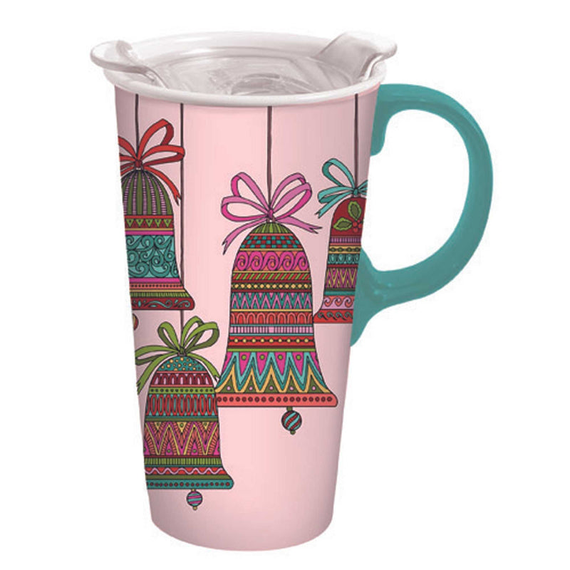 Tabletop Ringing Bells Travel Mug Ceramic Christmas Beverage Cup 3Ctc009615 (57415)