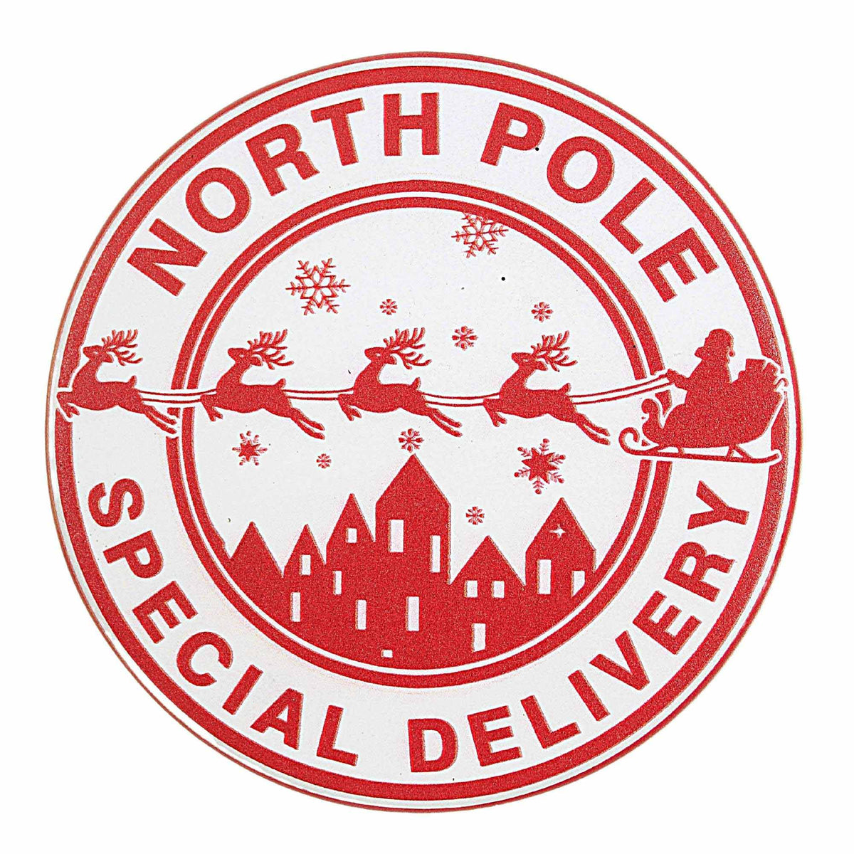 Tabletop Santa Coming Coaster Set/4 - - SBKGifts.com
