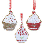 Holiday Ornament Gingerbread Cupcake Set/3 Polyresin Sprinkles Candies G79469 (57443)