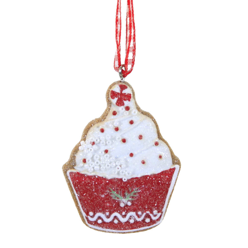 Holiday Ornament Gingerbread Cupcake Set/3 Polyresin Sprinkles Candies G79469 (57443)