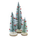 Option 2 Green Bristle Trees - Three Trees 9.25 Inch, Plastic - Jingle Bell St/3 A41429 (57449)