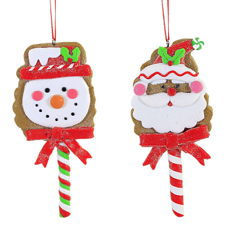 Kurt S. Adler Gingerbread Santa/Snowman - Two Ornament 5 Inch, Clay - Christmas Cookie D4150 (57503)