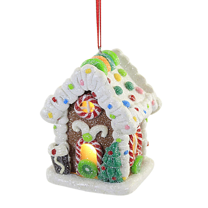 Holiday Ornament Gingerbread House Led. - - SBKGifts.com