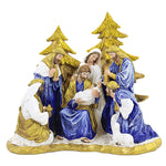 Christmas Nativity Blue Gold Polyresin Mary Joseph Jesus Kings 135748 (57525)