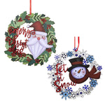 Holiday Ornament Wreath Laser Cut Wood Santa Snowman 135407 (57534)