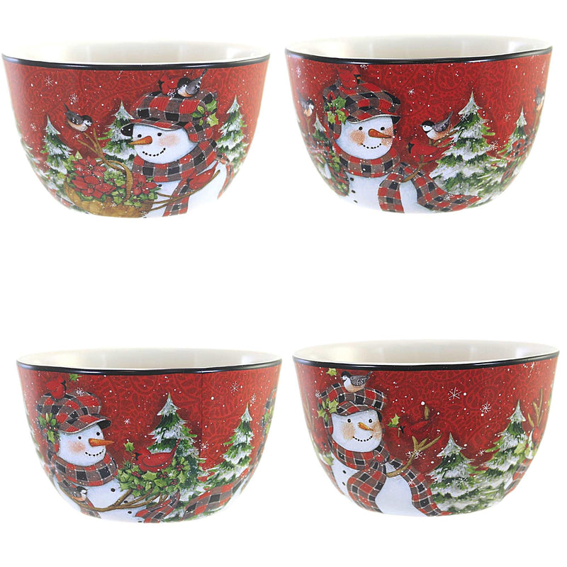 Tabletop Christmas Lodge Snowman Bowls Set/ 4 Christmas Dessert Soup 29043 C (57566)