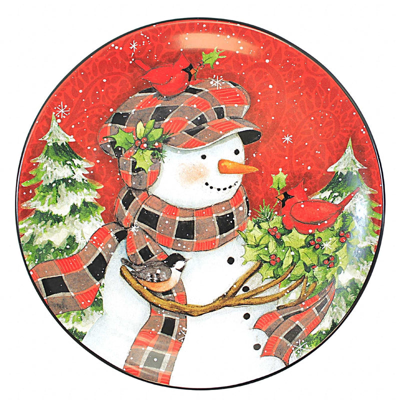 Tabletop Christmas Lodge Luncheon Plates Snowman Set/4 Salad Birds 29041 (57568)