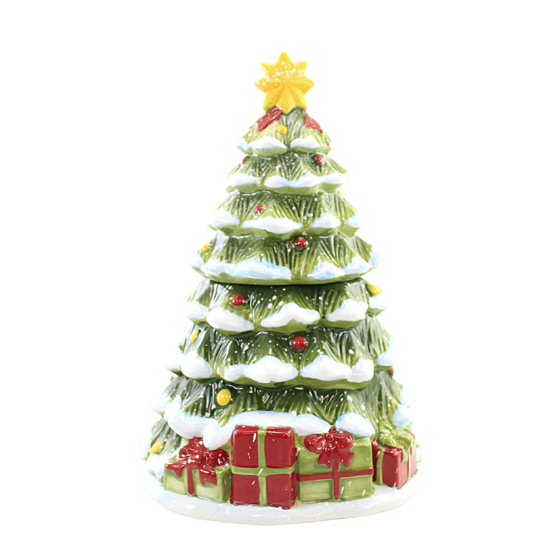 Tabletop Silent Night Cookie Jar Ceramic Christmas Tree Star 28980 (57576)